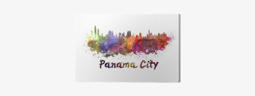 Panama City Skyline In Watercolor Canvas Print • Pixers® - Kunstdruk: Panama City Skyline In Watercolor By Paulrommer,, transparent png download