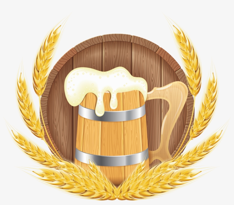 Oktoberfest Mug And Wheat Png Clipart Image - Beer Barrel Clipart, transparent png download
