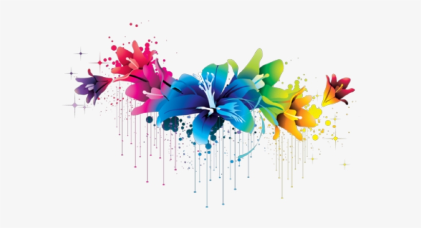 Fashion Illustrator Flower - Colorful Flowers Png, transparent png download