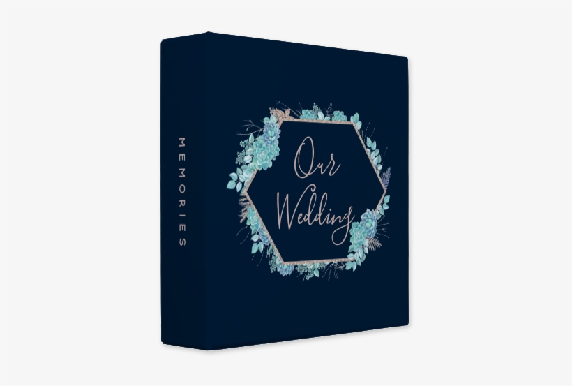Blue & Aqua Watercolor Succulents Rose Gold Foil Frame - Picture Frame, transparent png download