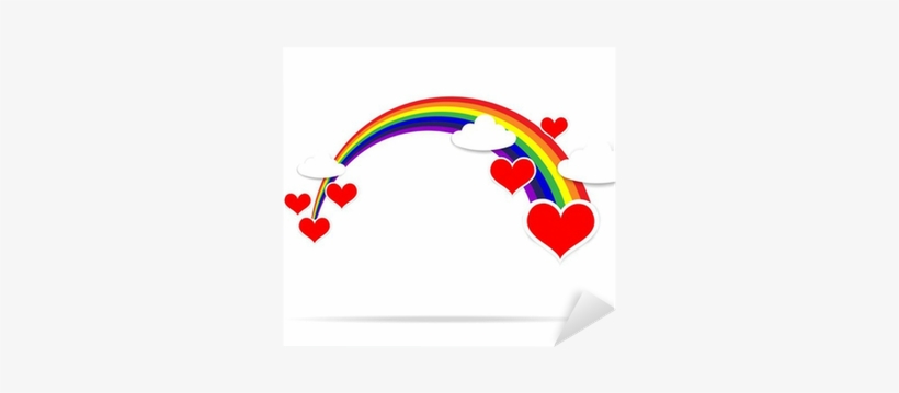 Happy Valentine Day Heart Cloud And Rainbow 001 Sticker - Arco Iris Com Coração, transparent png download
