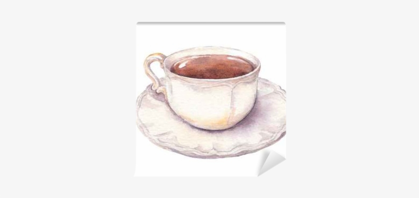 Vintage Cup And Saucer In Provence Style With Tea Or - Teacup, transparent png download
