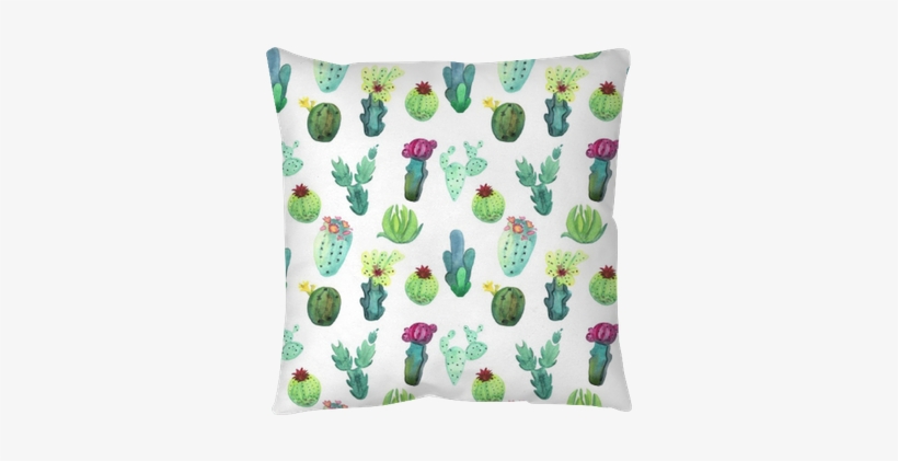 Watercolor Cactus Seamless Pattern - Cute Watercolor Cactus, transparent png download