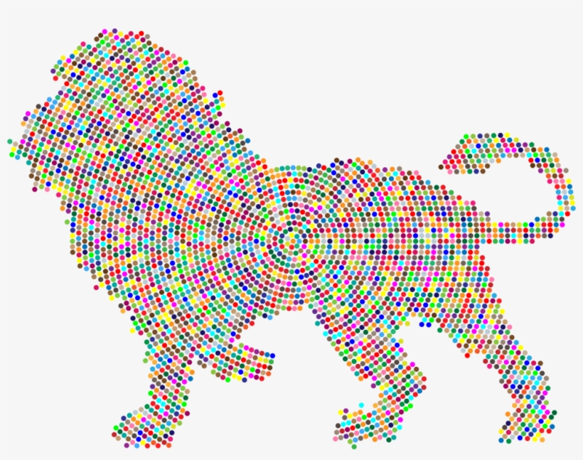 Lion Cat Circle Felidae Free Commercial Clipart Lion - Coloured Dots Lion Large Tote Bag, transparent png download