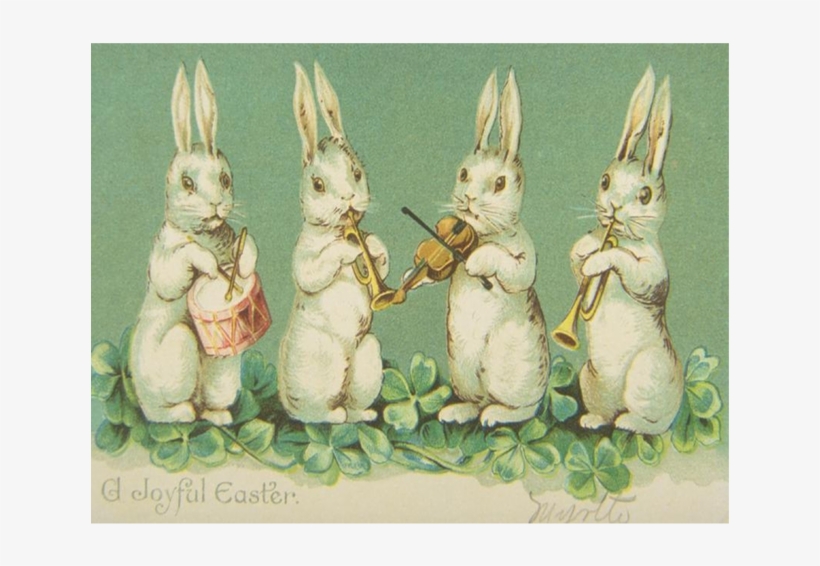 Musical Vintage Bunnie Pattern - Easter Transparent Easter Vintage, transparent png download
