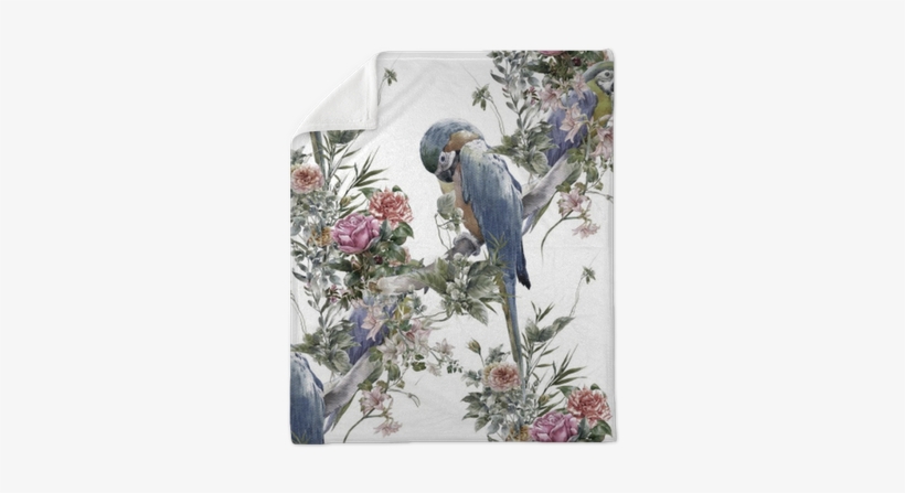Watercolor Painting With Birds And Flowers, Seamless - Watercolor Painting, transparent png download