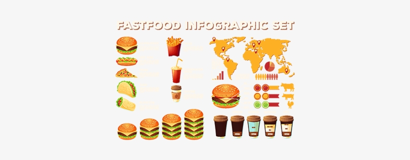 Set Of Vector Fast Food Infographic Elements, Icons, - Vector Graphics, transparent png download