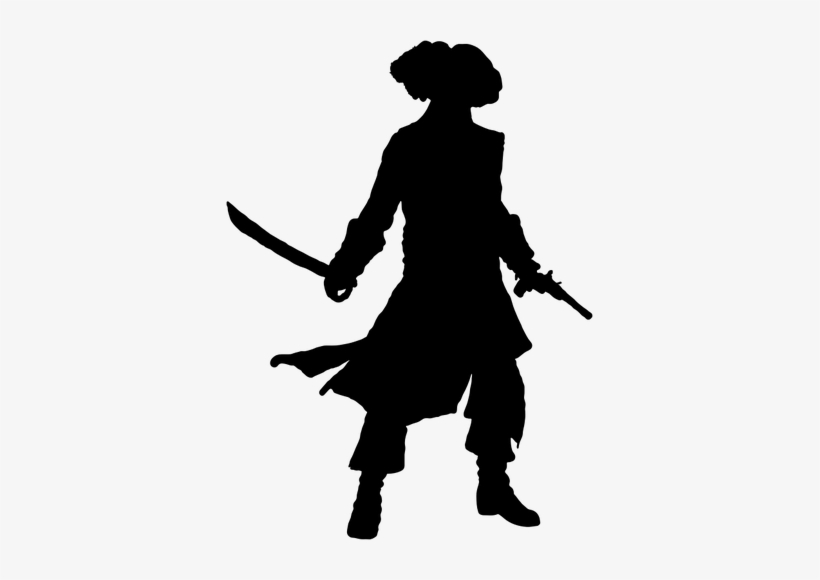 Pirate With Gun And Sword Silhouette - Pirate Silhouette, transparent png download