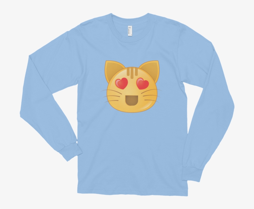 Expressive Heart Eyes Cat Emoji Unisex Long Sleeve - Long-sleeved T-shirt, transparent png download