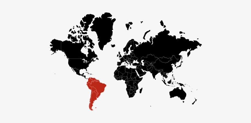 South America - World Map Vector Black And White, transparent png download
