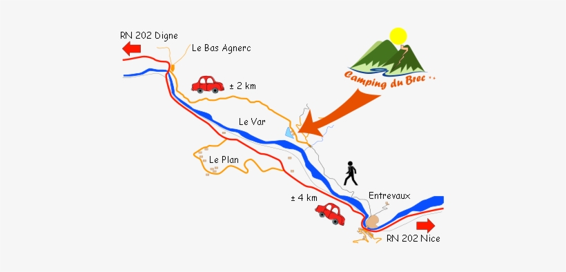 Weg Naar Camping - Camping Du Brec Entrevaux, transparent png download