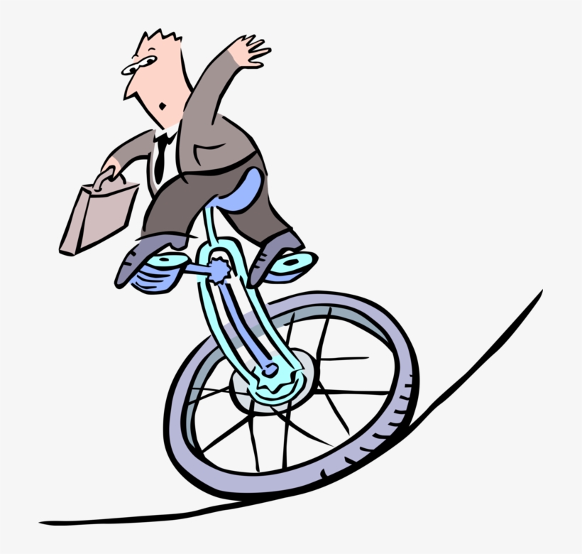 Vector Illustration Of Businessman Balancing On Unicycle - Hybrid Bicycle, transparent png download