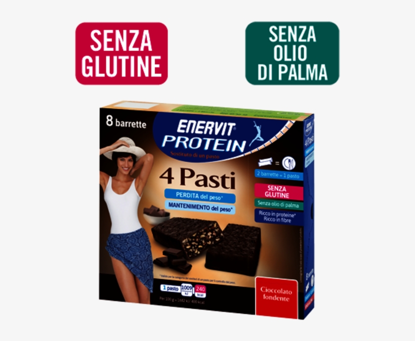 Sostituisci 2 Pasti Al Giorno Per Aiutarti A Perdere - Enervit Protein 4 Meals Dark & ​​white Gluten Free, transparent png download
