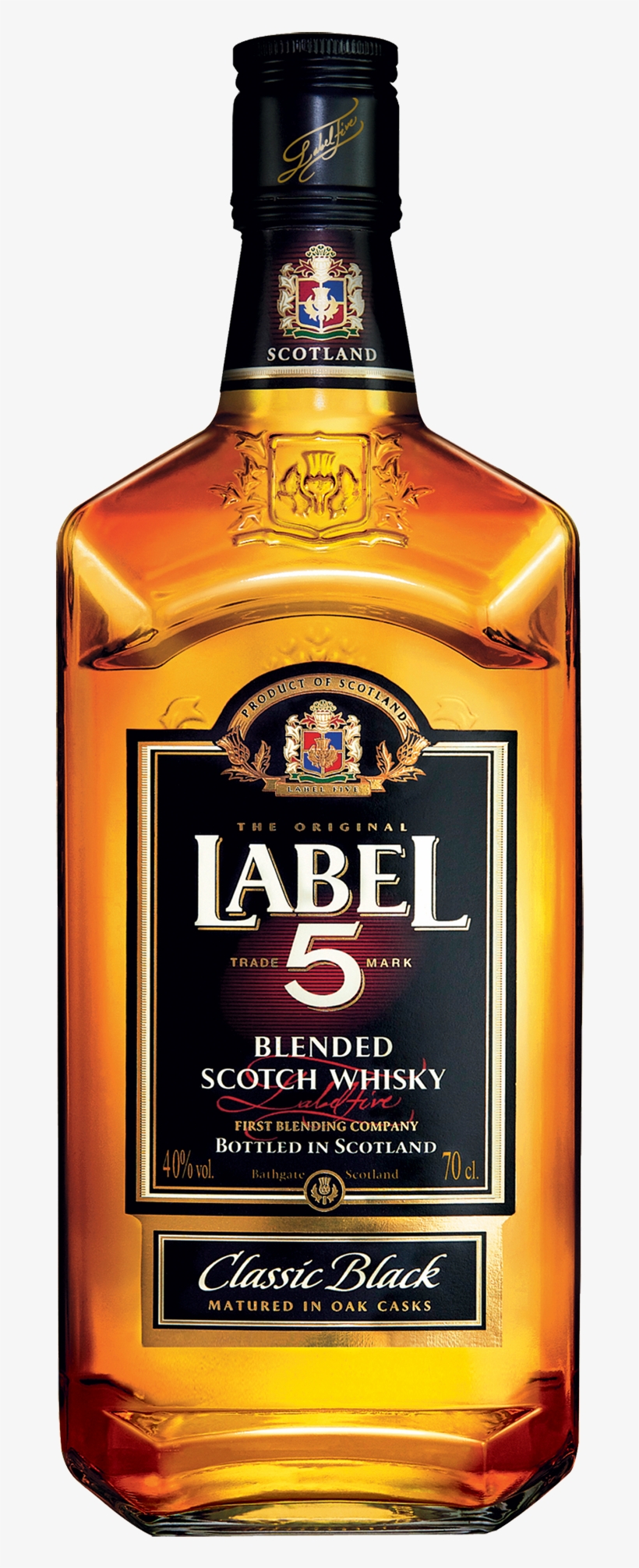Label 5 Classic Black Blended Scotch Whisky 700ml Bottle - Label 5, transparent png download
