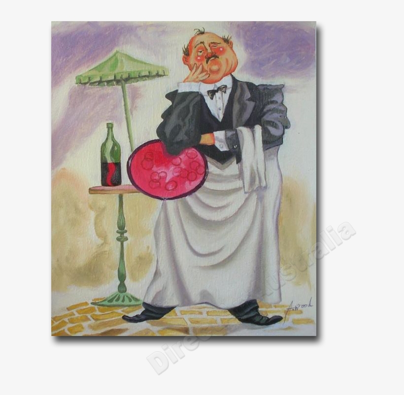 Waiter , Genuine Art Canvas As Ideal Art Gifts For - Illustration, transparent png download
