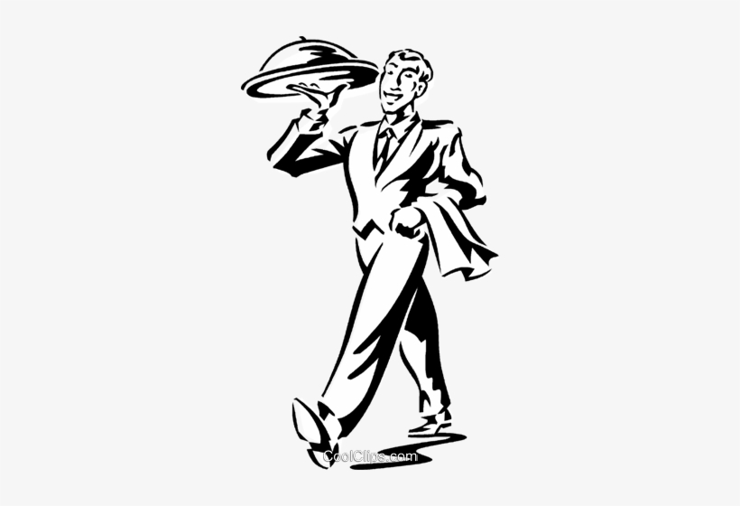 Waiter With A Serving Tray Royalty Free Vector Clip - Bandeja De Garçom Png, transparent png download