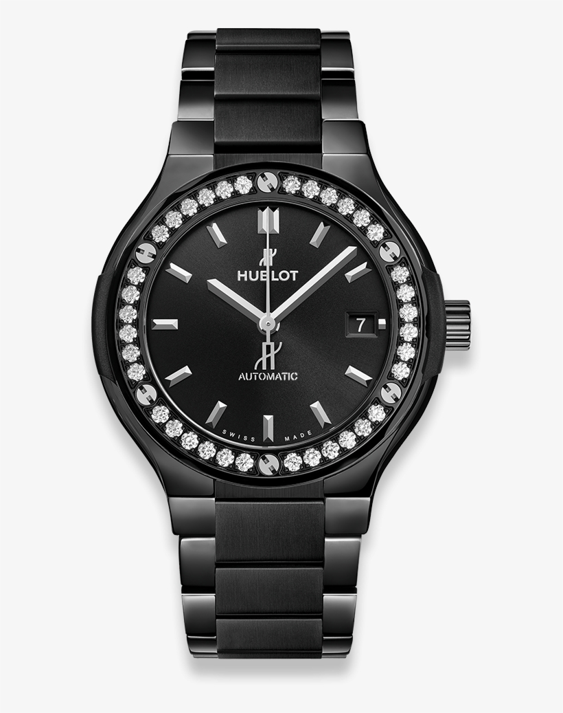 Classic Fusion Black Magic Bracelet Diamonds - Iwc Portuguese Chronograph Black, transparent png download