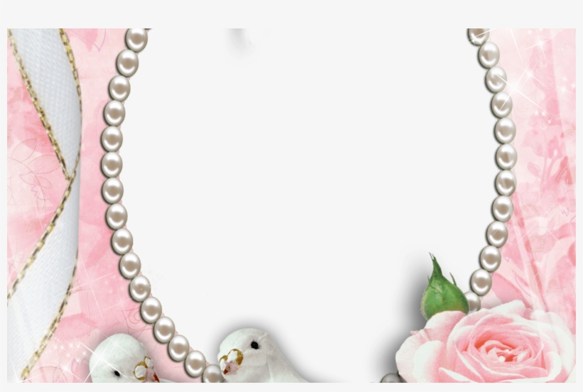 Pink Transparent Frame With Doves And Roses Gallery - Pink, transparent png download