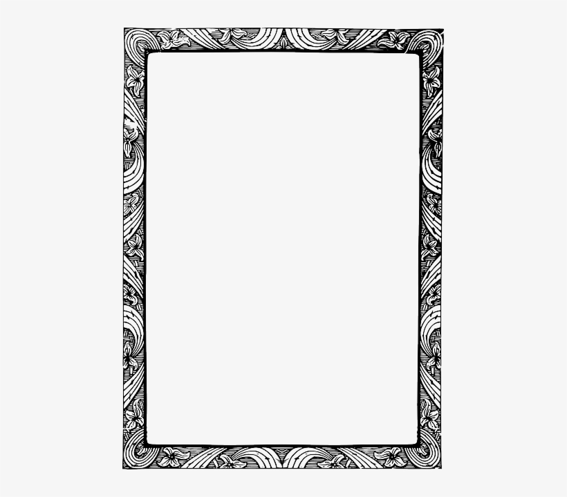 Decorative, Flowers, Frame, Ornate - Victorian Border Black And White, transparent png download