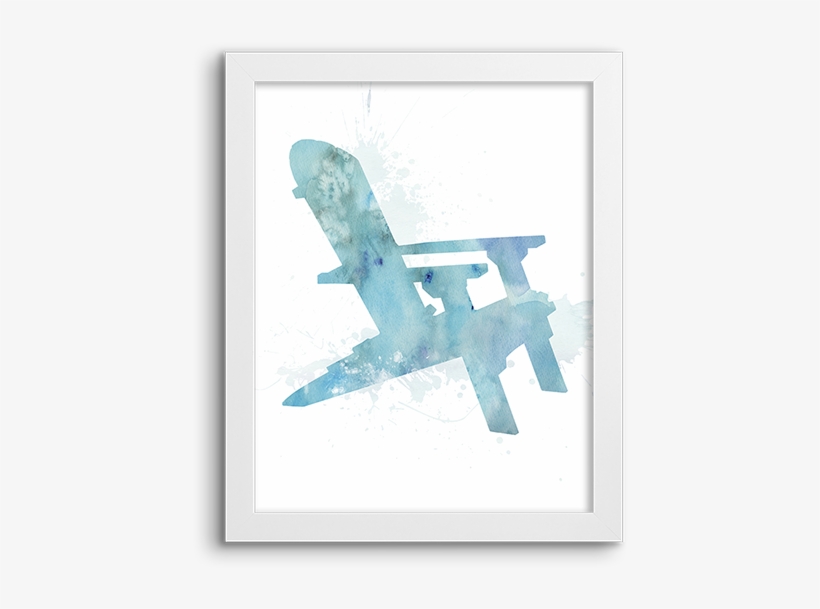 Watercolor Silhouette ~ Adirondack - 19" Square Coastal Wash Blue Adirondack Chair, transparent png download