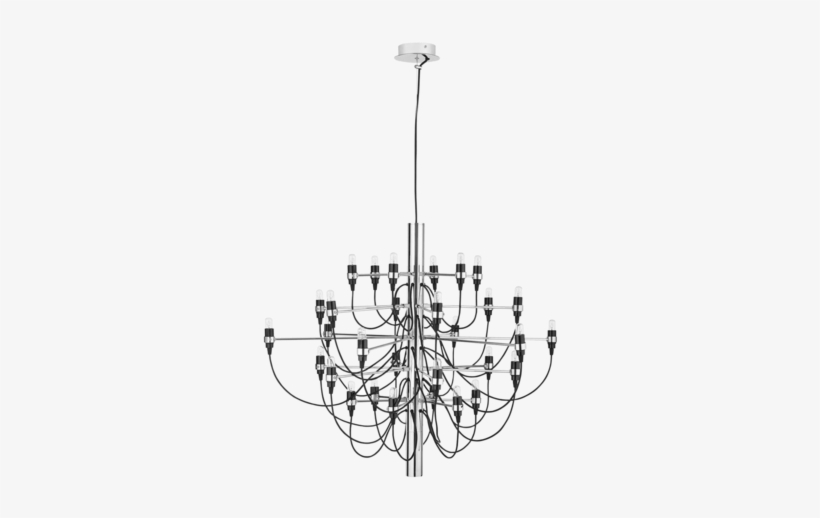 Products/2289597 Gino Sarfatti Chandelier Silver 1-2 - Lustre Chandelier 2097 Metal Chrome 30 Lightbulbs, transparent png download
