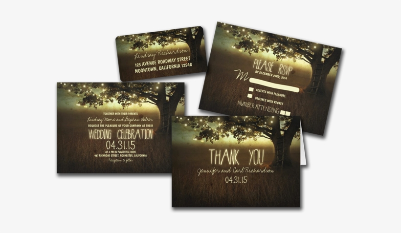 String Of Lights Rustic Wedding Invitations - Lantern Wedding Invitations, transparent png download