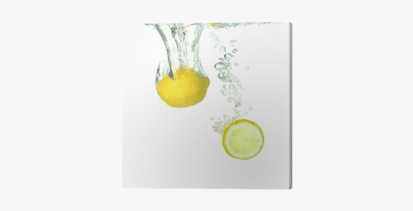 Cuadro En Lienzo Limón Y Una Rodaja De Limón Que Cae - Lemon, transparent png download
