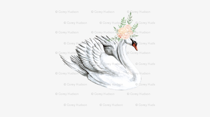 Swan With Peach Floral Crown - Cygnini, transparent png download