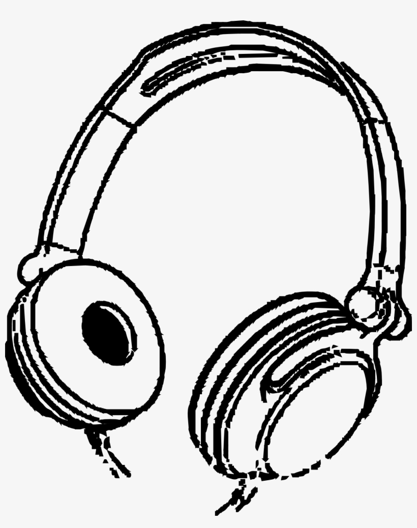 Drawing Headphones Cartoon Banner Royalty Free Download - Headphones Clipart, transparent png download