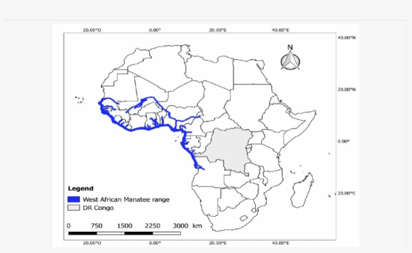 Map Showing The Distribution Range Of The West African - Africa Map, transparent png download