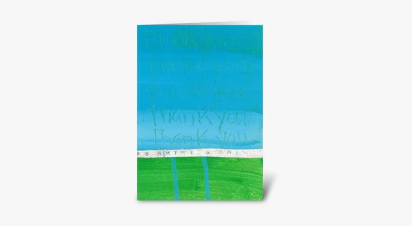 Thank You Painting Blue On Green Ribbon Greeting Card - Greeting Card, transparent png download