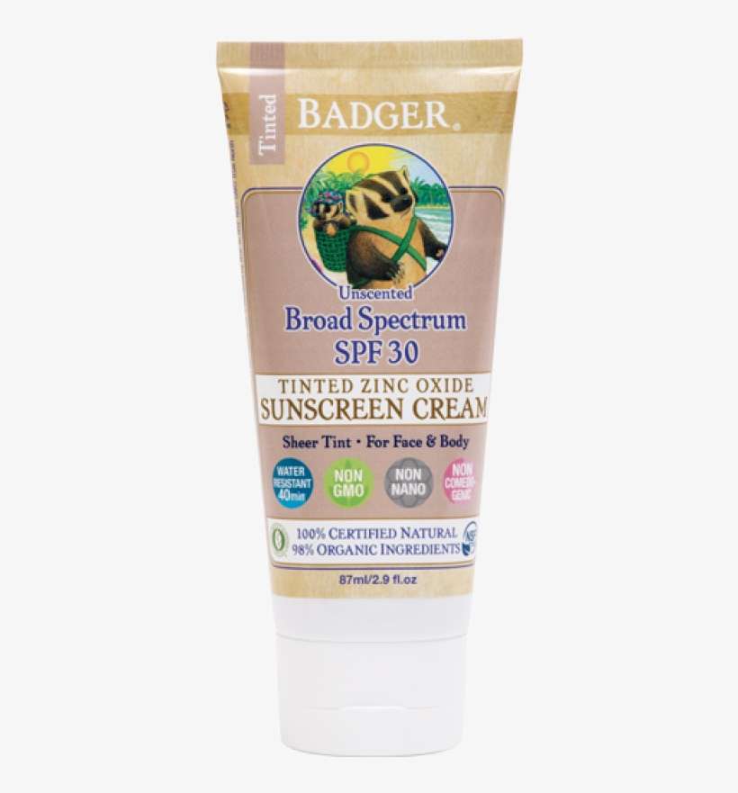 Badger Spf 30 Unscented Sunscreen - Badger - Broad Spectrum Tinted Sunscreen Cream - Spf, transparent png download