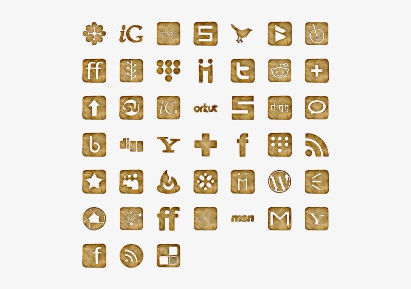 Crumpled Paper Icon Pack By Webtreatsetc - Brown Social Media Icons Png, transparent png download