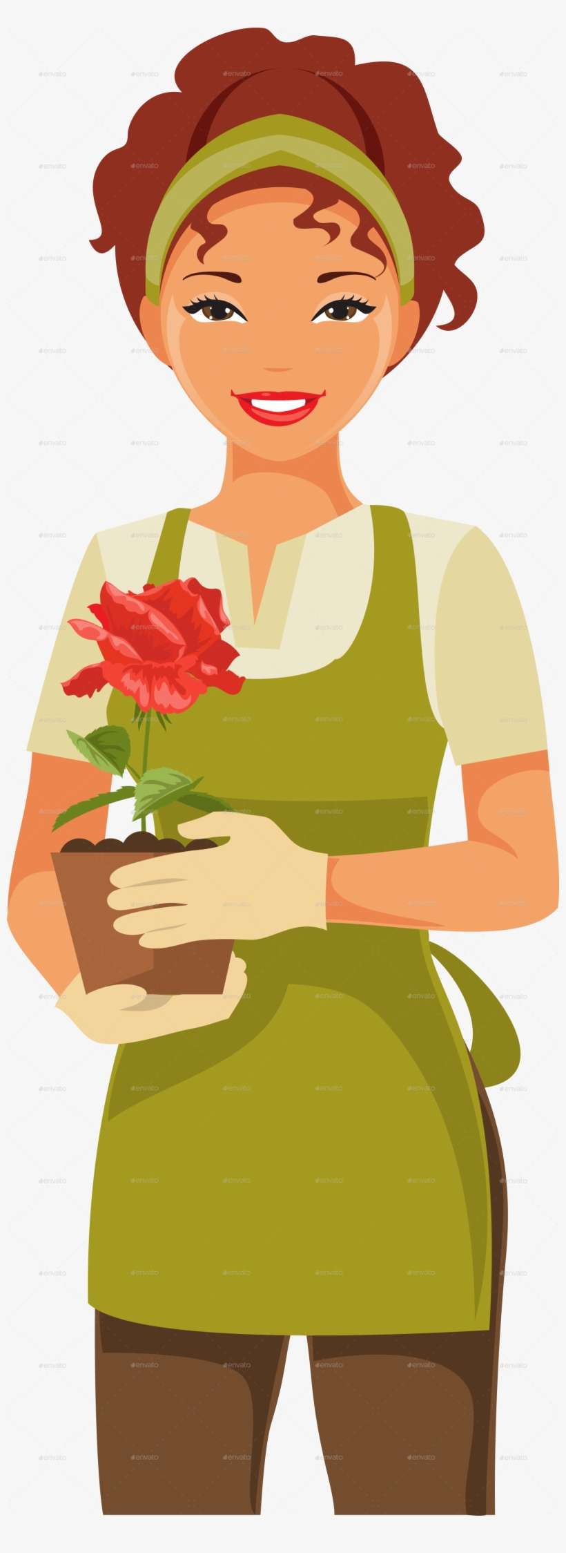 Vector Transparent Download Frames Illustrations Hd - Woman Gardening Vector, transparent png download