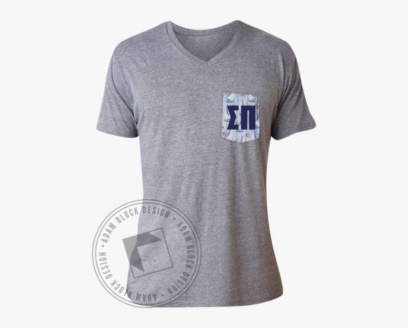 Sigma Pi Sailboat Custom Pocket V-neck - Golden Ticket Bid Day, transparent png download