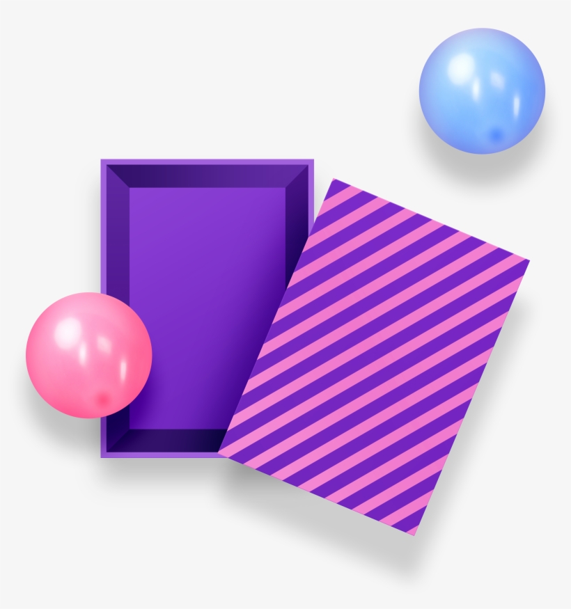 Hand Painted Cartoon Purple Line Box Decoration Vector - Purple, transparent png download