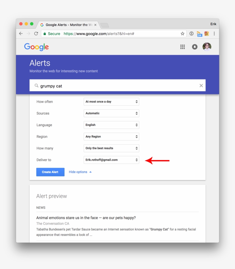 In The Deliver To Option You Need To Change From Your - Google Alerts, transparent png download