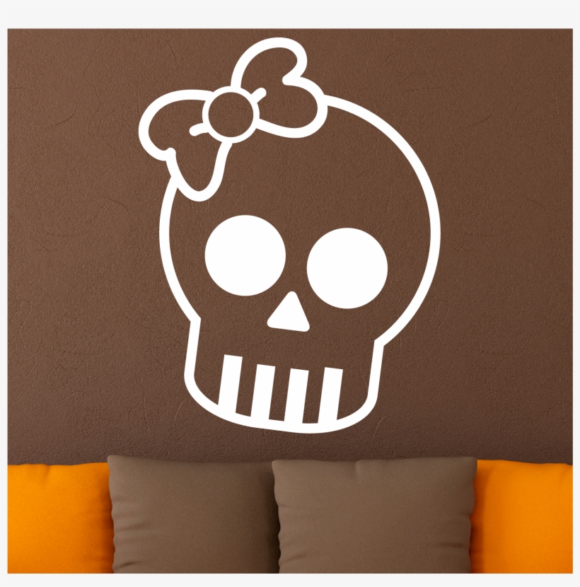 Skull Decal With Bow - Maks, transparent png download