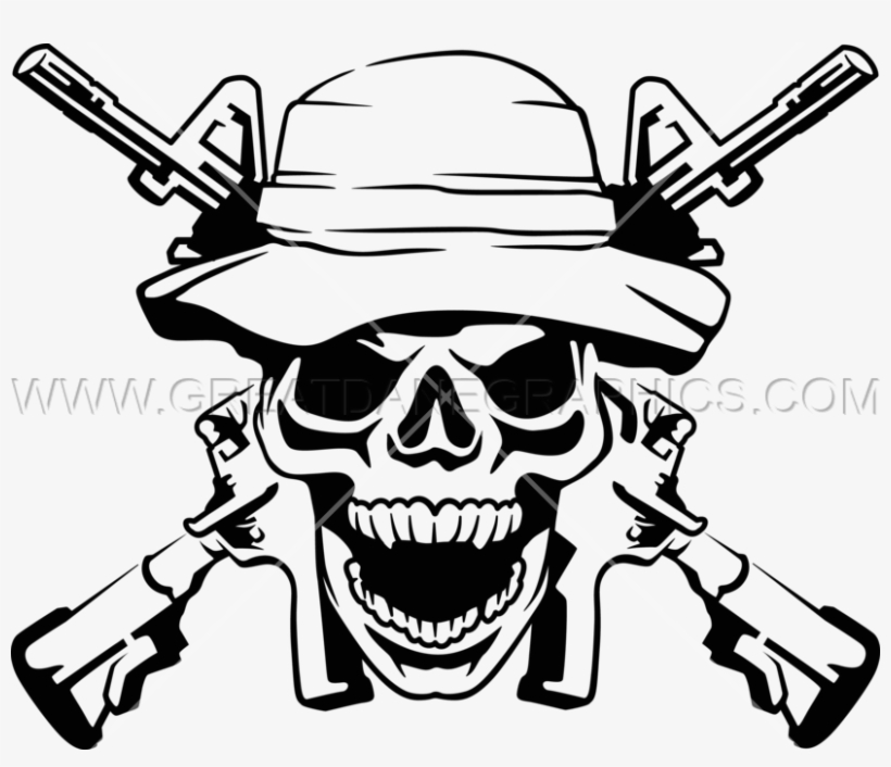 Skull Army Pencil And In Color - Army Ranger Skull Decal, transparent png download