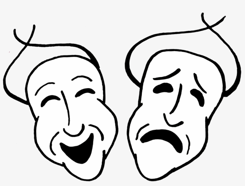 Comedy And Tragedy Masks Clip - Clip Art Comedy Tragedy Masks, transparent png download