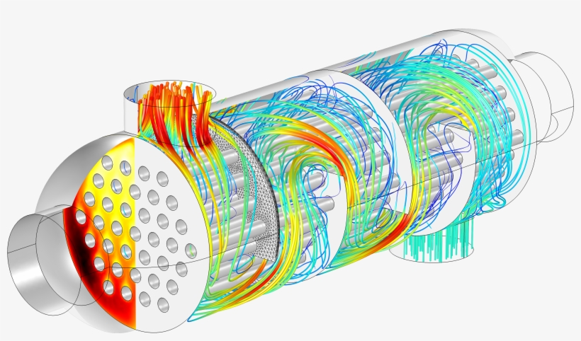 Shell And Tube Heat Exchanger Comsol Desktop - Shell And Tube Heat Exchanger Cfd, transparent png download
