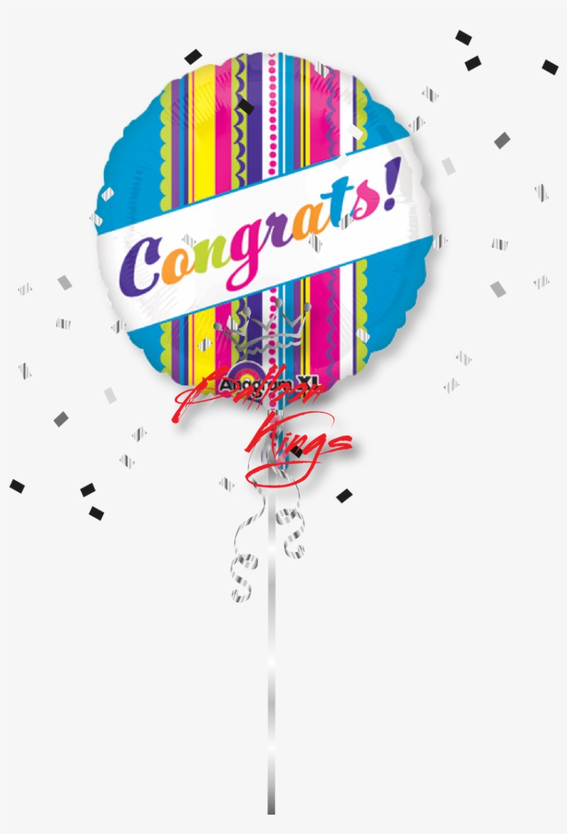 Congrats Stripes - Congrats Multi Design Stripe Colourblast Foil Balloon, transparent png download