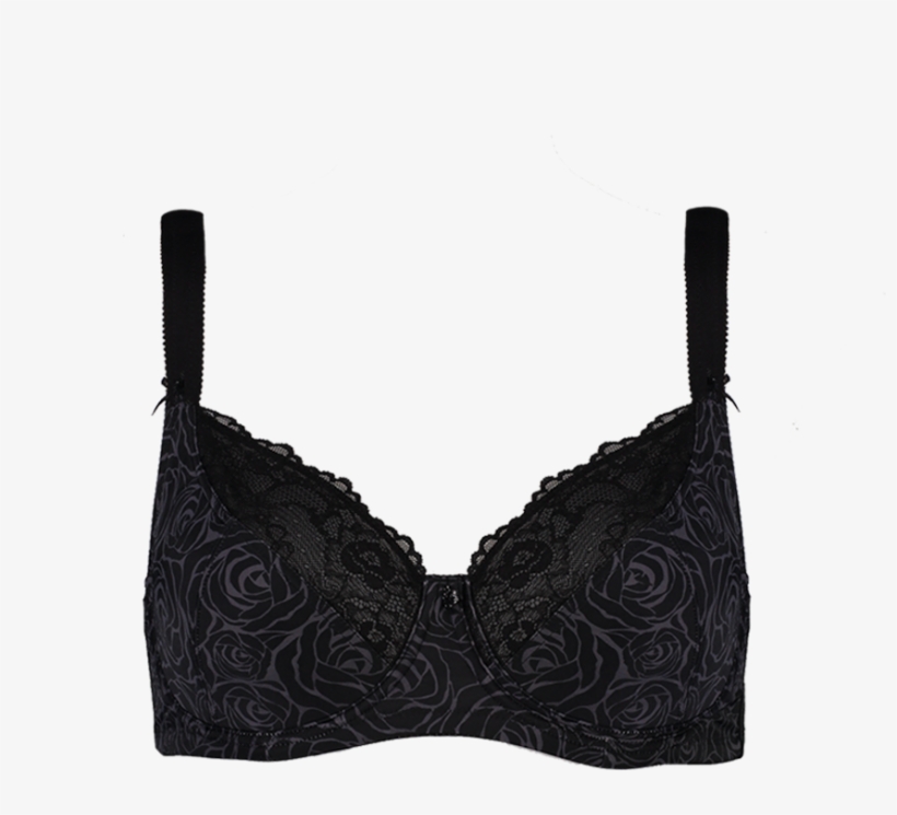 Support Swirly Rose Bra Black Brad04 2052black - Bra, transparent png download