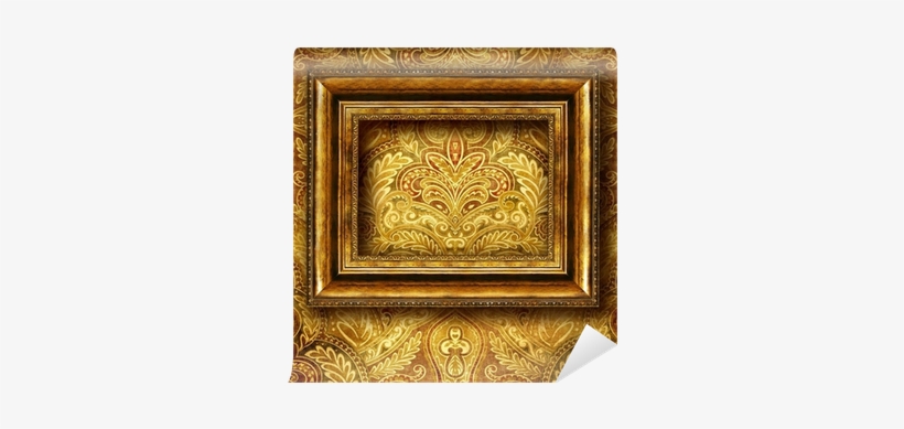 Retro Background With Blank Wooden Frame Wall Mural - Oriental Vintage Pattern Twin Duvet, transparent png download
