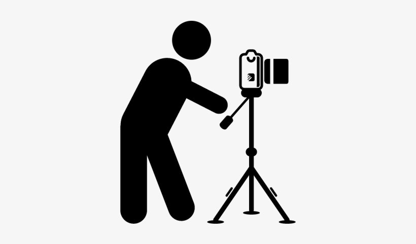 Photographer Standing Behind Photo Camera On A Tripod - Camera Side View Icon, transparent png download