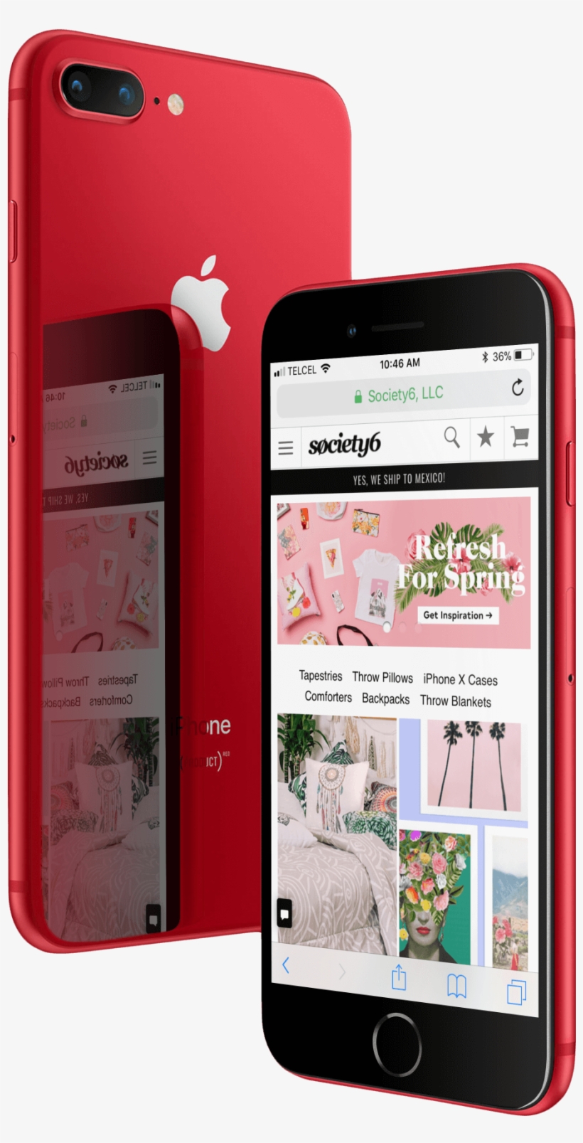 Red Iphone - Red Iphone 8 Mock Up, transparent png download