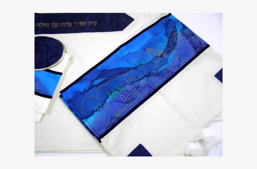 Tallit With Jerusalem Embroided In Gold - Tallit With Jerusalem, transparent png download