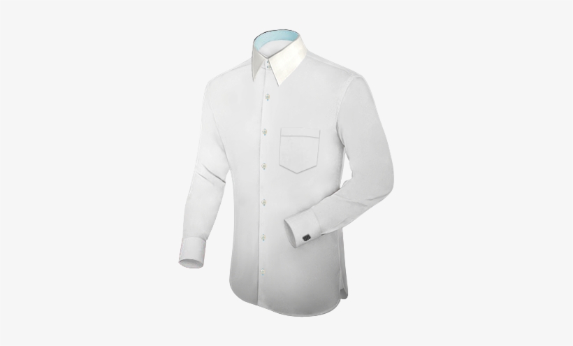 Mens White Button Down Collar Western Shirt With French - White Shirt Long Collar, transparent png download