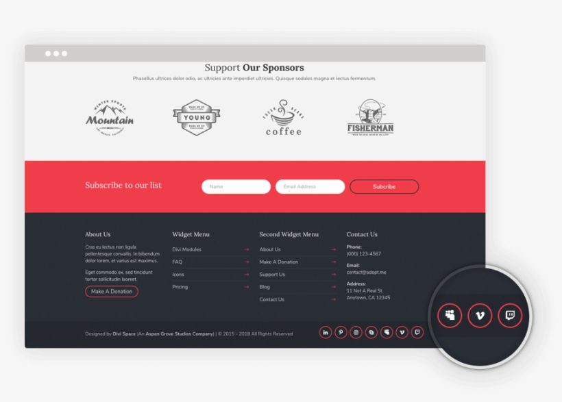 Divi Icon Party Add Icons To Footer - Utility Software, transparent png download