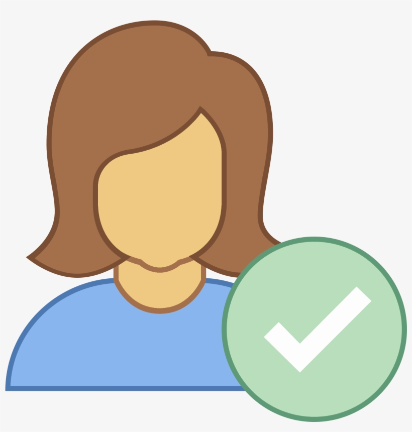 Checked User Female Icon - Female Cartoon Icon Png, transparent png download